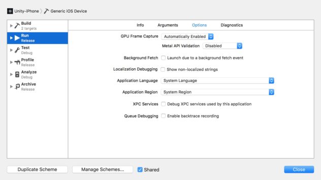 Disable Metal API